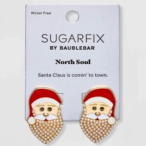 SUGARFIX by BAUBLEBAR Christmas ‘North Soul’ Santa Claus Faux Pearl Earrings NWT